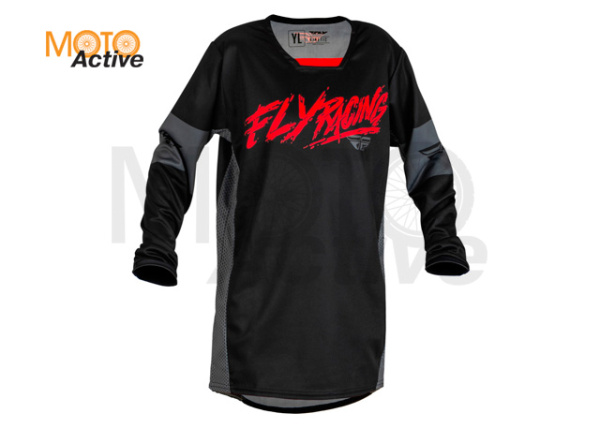 Джерси FLY RACING KINETIC KHAOS 2023 (детская), черная/красная/серая